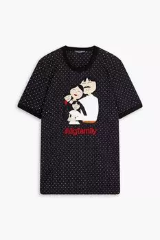Футболка из хлопкового джерси с аппликацией в горошек DOLCE & GABBANA, черный