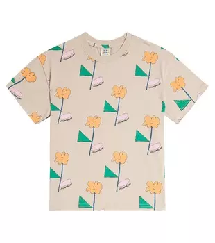 Футболка из хлопкового джерси с цветочным узором Jellymallow, бежевый