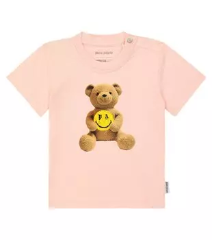 Футболка из хлопкового джерси с детским принтом Palm Angels Kids, розовый