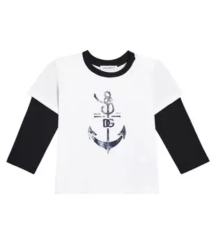 Футболка из хлопкового джерси с детским принтом Dolce&Gabbana Kids, белый