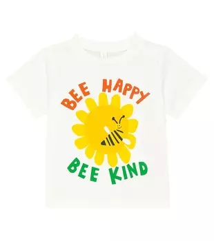Футболка из хлопкового джерси с детским принтом Stella Mccartney Kids, белый