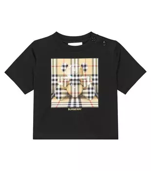 Футболка из хлопкового джерси с детским принтом Burberry Kids, мультиколор