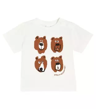 Футболка из хлопкового джерси с детским принтом Stella Mccartney Kids, белый