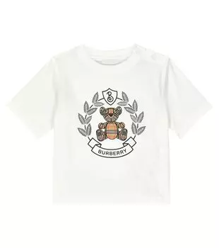Футболка из хлопкового джерси с детским принтом Burberry Kids, белый