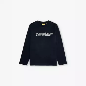 Футболка из хлопкового джерси с длинными рукавами и принтом логотипа Big Bookish Off-White C/O Virgil Abloh, черный