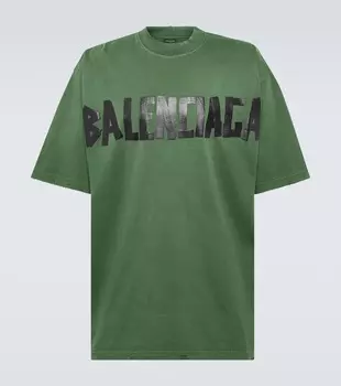 Футболка из хлопкового джерси с добавками Balenciaga, Dark Green