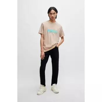 Футболка из хлопкового джерси с двойным логотипом Hugo, цвет Light Pink