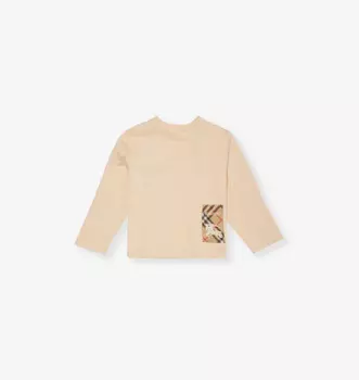 Футболка из хлопкового джерси с фирменной нашивкой Kooper 6 месяцев-2 года Burberry, цвет calico
