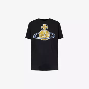 Футболка из хлопкового джерси с фирменным принтом Time Machine Vivienne Westwood, черный