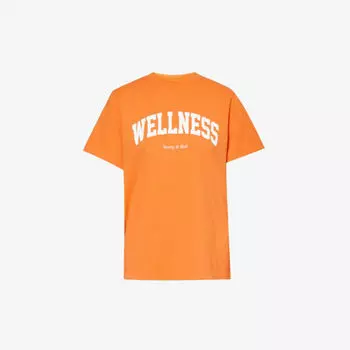 Футболка из хлопкового джерси с фирменным принтом Wellness Sporty & Rich, цвет squash