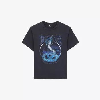 Футболка из хлопкового джерси с фирменным принтом и короткими рукавами The Kooples, черный