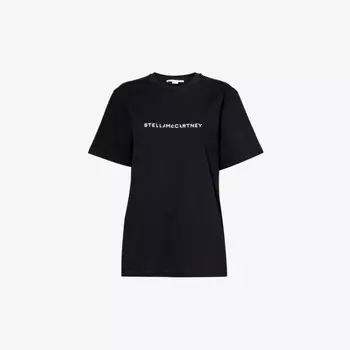 Футболка из хлопкового джерси с фирменным принтом Stella Iconics Stella Mccartney, черный