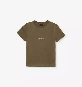Футболка из хлопкового джерси с фирменным принтом 4-12+ лет Givenchy, хаки