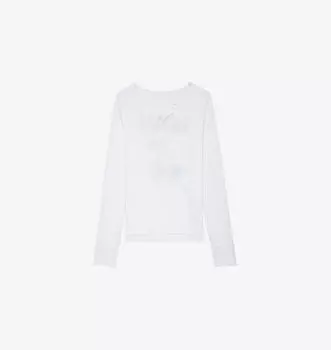 Футболка из хлопкового джерси с фирменным вырезом Zadig&Voltaire, белый