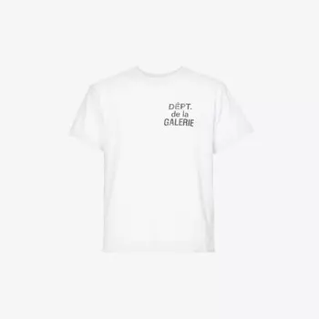 Футболка из хлопкового джерси с французским фирменным принтом Gallery Dept, белый