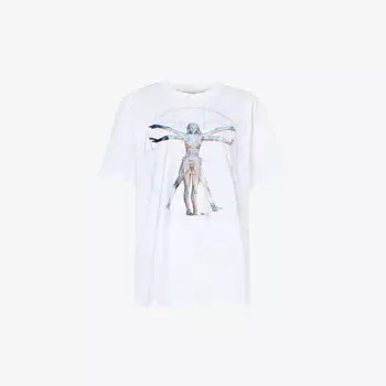 Футболка из хлопкового джерси с графическим принтом Stella McCartney x Sorayama Stella Mccartney, белый