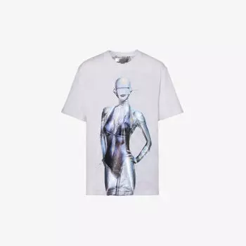 Футболка из хлопкового джерси с графическим принтом Stella McCartney x Sorayama Stella Mccartney, белый