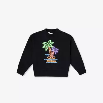 Футболка из хлопкового джерси с графическим принтом neon palm, 6–12 лет Palm Angels, черный