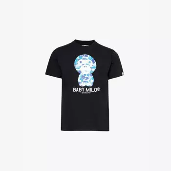 Футболка из хлопкового джерси с графическим принтом Abc milo A Bathing Ape, черный