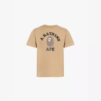 Футболка из хлопкового джерси с графическим принтом колледжа A Bathing Ape, бежевый
