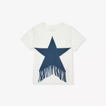 Футболка из хлопкового джерси с кисточками и звездочками, 4–14 лет Stella Mccartney, слоновая кость