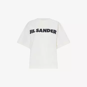 Футболка из хлопкового джерси с короткими рукавами и логотипом Jil Sander, цвет porcelain