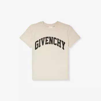 Футболка из хлопкового джерси с короткими рукавами и логотипом, 6–12 лет Givenchy, бежевый