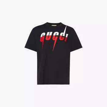 Футболка из хлопкового джерси с короткими рукавами и фирменным принтом Gucci, белый
