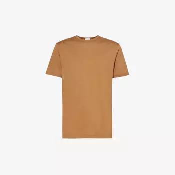 Футболка из хлопкового джерси с короткими рукавами и круглым вырезом Sunspel, оранжевый