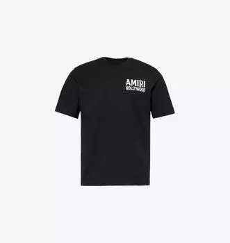 Футболка из хлопкового джерси с короткими рукавами и принтом логотипа Amiri, черный