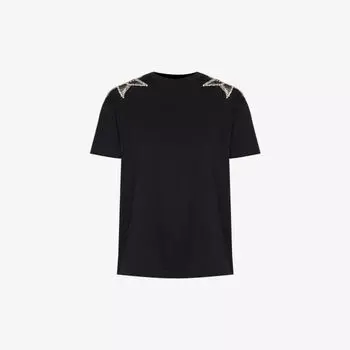Футболка из хлопкового джерси с кристаллами Artwork Stella Mccartney, черный