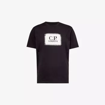 Футболка из хлопкового джерси с круглым вырезом и логотипом Cp Company, черный