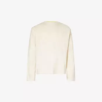 Футболка из хлопкового джерси с круглым вырезом и фирменной вышивкой Bottega Veneta, цвет chalk