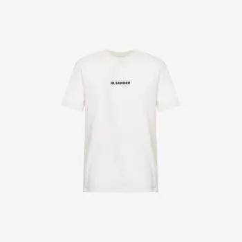 Футболка из хлопкового джерси с круглым вырезом и графическим принтом Jil Sander, цвет porcelain