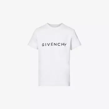 Футболка из хлопкового джерси с круглым вырезом с фирменным принтом Givenchy, белый