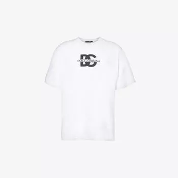 Футболка из хлопкового джерси с круглым вырезом с фирменным принтом Dolce & Gabbana, белый
