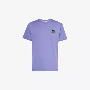 Футболка из хлопкового джерси с круглым вырезом и фирменной нашивкой Stone Island, лавандовый