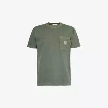 Футболка из хлопкового джерси с круглым вырезом и фирменной нашивкой Stone Island, цвет musk