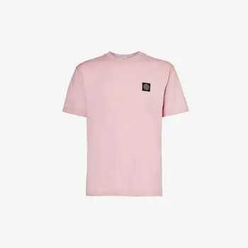 Футболка из хлопкового джерси с круглым вырезом и фирменной нашивкой Stone Island, розовый