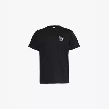 Футболка из хлопкового джерси с круглым вырезом и вышивкой монограммой, стандартного кроя Loewe, черный