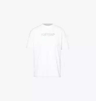 Футболка из хлопкового джерси с круглым вырезом и принтом «Bookish roses» Off-White C/O Virgil Abloh, белый