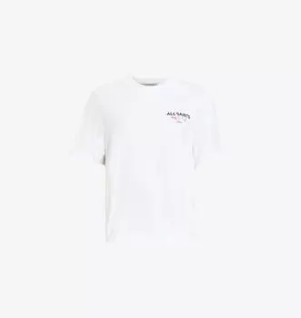 Футболка из хлопкового джерси с круглым вырезом и фирменным принтом Allsaints, белый