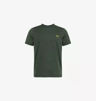 Футболка из хлопкового джерси с круглым вырезом и фирменной вышивкой Fred Perry, зеленый