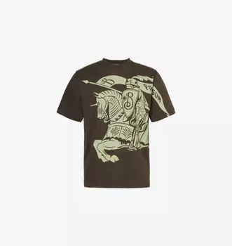 Футболка из хлопкового джерси с круглым вырезом и фирменным принтом Burberry, цвет oil