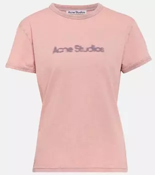 Футболка из хлопкового джерси с логотипом Acne Studios, фиолетовый
