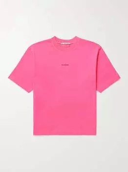 Футболка из хлопкового джерси с логотипом ACNE STUDIOS, розовый