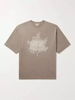 Футболка из хлопкового джерси с логотипом ACNE STUDIOS, бежевый