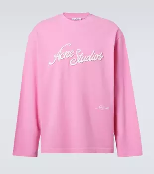 Футболка из хлопкового джерси с логотипом Acne Studios, Bubble Pink