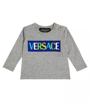 Футболка из хлопкового джерси с логотипом baby Versace Kids, серый