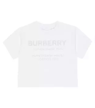 Футболка из хлопкового джерси с логотипом baby Burberry Kids, белый